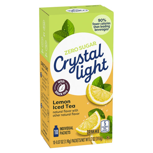 120 Pack, 12 10 On-the-Go-Packets Crystal Light Lemon Iced Tea Naturally Flavored with other natural flavor Powdered