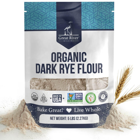 Great River Milling Organic Dark Rye Flour | Whole Grain, Non-GMO, Kosher,