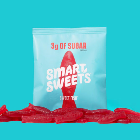 Gummy (3g), (130), -1.8oz (Pack 6) Packaging SmartSweets Sweet Fish, Low Sugar Candy Low Calorie Gluten-Free of may