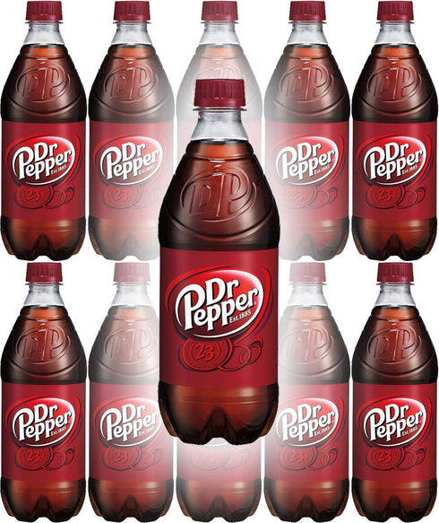 Variety Pack Doctor Pepper 20oz Soda Bottles (Pack of 10, Total of 200 Fl