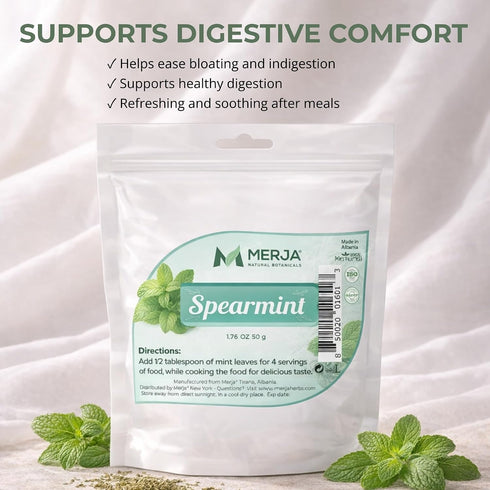 100% 50gr 1.8Oz Merja Herbs Mediterranean Spearmint Loose Tea - Caffeine Free - Seasonings for Meat, Soups & Salad
