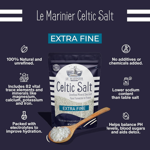 8.81oz 0.6lb. 100% (0.6lb Le Marinier French Sea Salt Extra Fine, Celtic Salt Organic- Natural, Mineral Rich