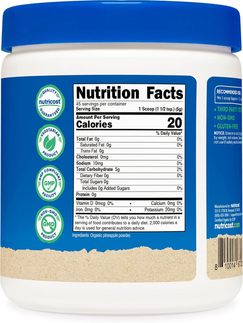 Nutricost Organic Pineapple Powder (8 OZ) - USDA Certified Organic, Gluten Free Pineapple Juice Powder