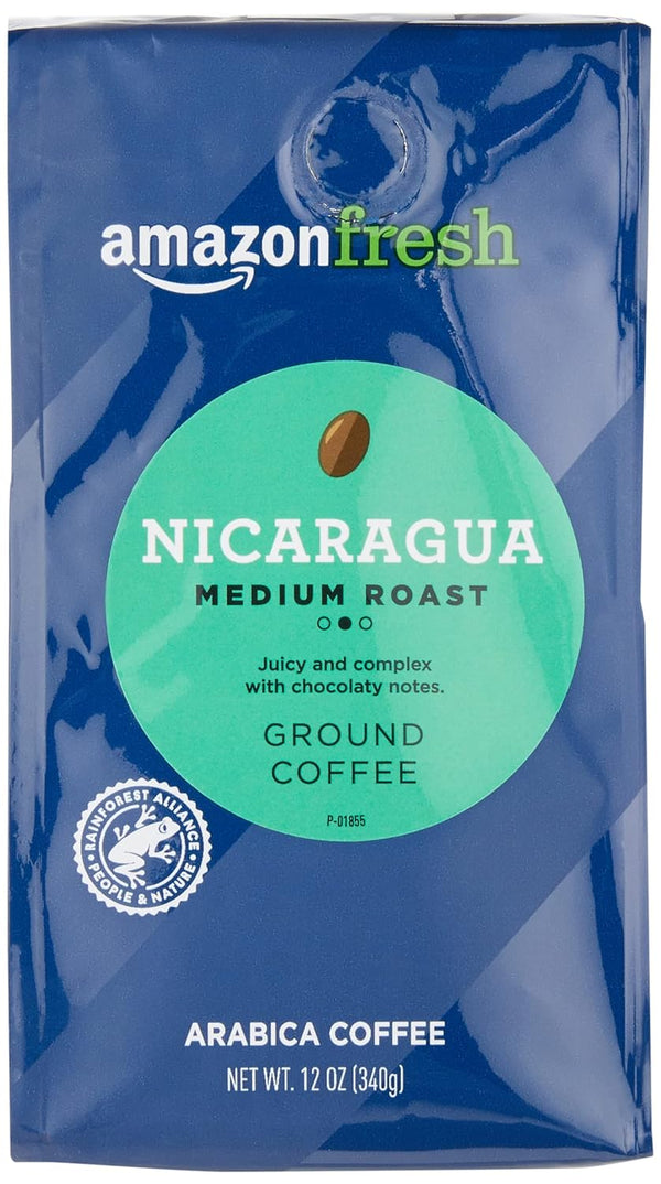 Amazon Fresh , Nicaragua Ground Coffee, Medium Roast, 12 Oz