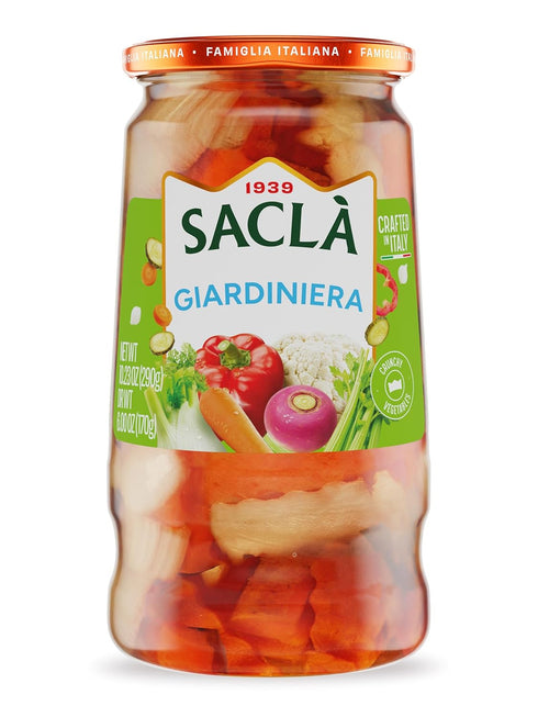 SACLA Italian Giardiniera | Pickled Mixed Vegetables in Vinegar | 10.23 oz