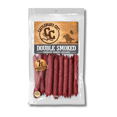 Cattleman's Cut Double Smoked Sausages Meat Sticks, Premium Protein Snacks, Keto Friendly,