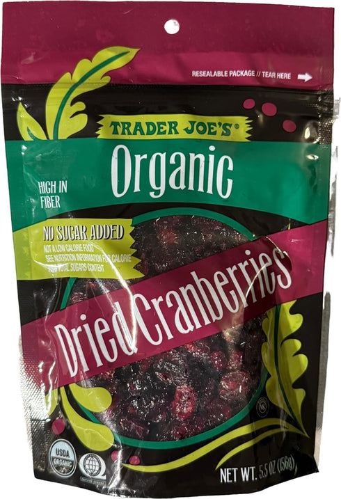 Generic Trader Joe's Organic Dried Cranberries, No Sugar Added, High In Fiber (5.5