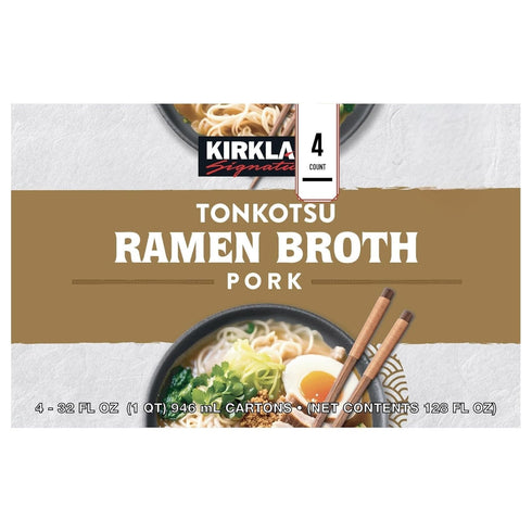 Generic 4 Pack, 32 Oz Kirklands-Signature Tonkotsu Ramen Broth, Japanese Style Pork Soup Base, Ready to Use, Rich