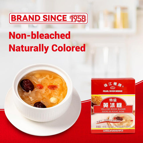 Cooking454g Pearl River Bridge Yellow Rock Sugar - Pure Cane Sugar, Unrefined, Non-GMO, Perfect for Tea, Desserts