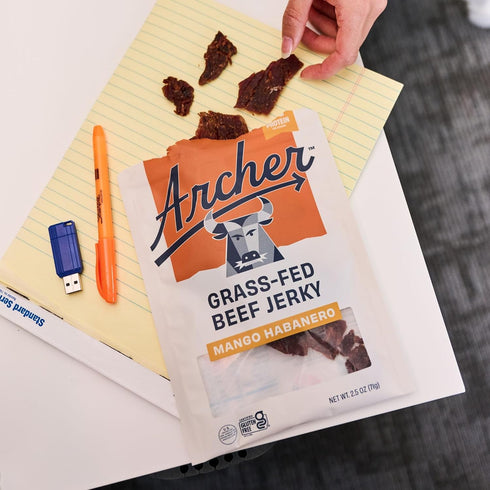 Pack- Packs, 2.5 oz (Pack 6) Archer Jerky Grass-Fed Beef Jerky Variety Beef Snack Protein Snack Assortment for Adults