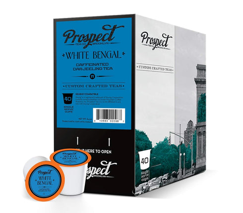Prospect Tea Co. 2.0, 40 Count White Bengal Darjeeling Tea Pods Compatible with K Cup Brewers Including