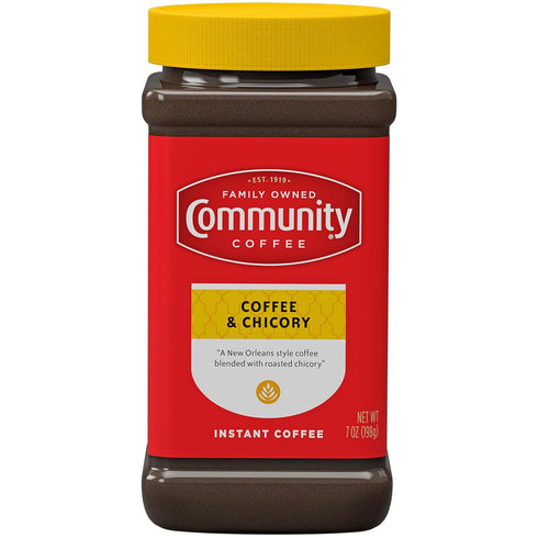 Community 7 oz (Pack 4) Coffee Coffee and Chicory Instant Coffee, Medium Dark Roast, Jar
