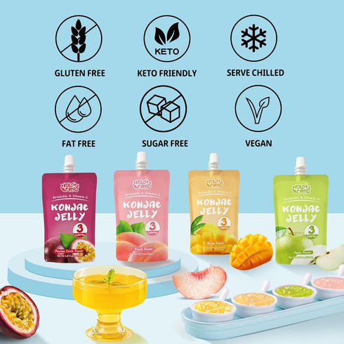 (32g) Pack, 16 Packs, VOLO VERO Drinkable Konjac Jelly and High Protein Ramen Soup Cup Variety Plant-Based, Vegan, Low