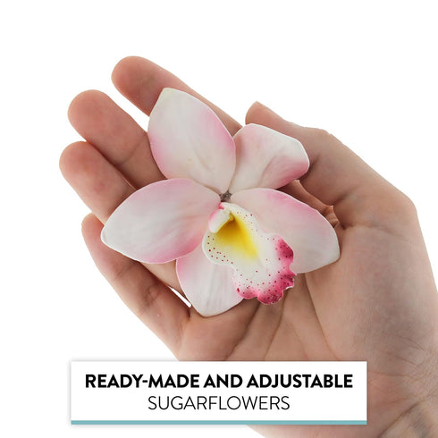 3 Count Global Sugar Art Cymbidium Orchid Sugar Cake Flowers, Pink, by Chef Alan Tetreault