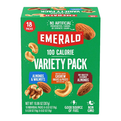 Emerald Nuts Mixed Nuts Variety Pack 18ct (1-Pack) , 100-Calorie Individual Packs