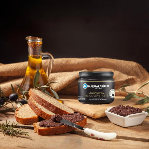 12 Oz (340g) Marmarabirlik, Black Olives Spread, Turkish Olive Paste & Tapenade, Gourmet Mediterranean Flavor, Perfect