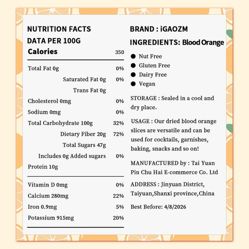 iGAOZM Slices,7.05oz/200g,Dried 52+ Dehydrated Blood Orange Blood Orange Slices for Cocktails,No Sugar Added,Dried