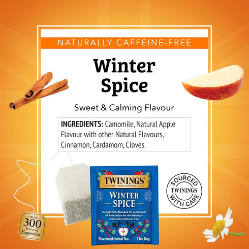 20 Count (Pack 2) Twinings Winter Spice Herbal Tea - Camomile with Apple, Cinnamon, Cardamom, Cloves, Caffeine-Free Tea