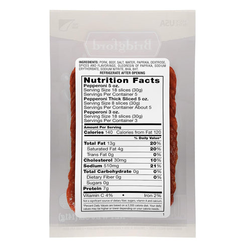5 oz Pack 6 Bridgford Thick Sliced Pepperoni of - Thick Pepperoni Slices for Pizza and Sandwiches with Zero Carb Ideal