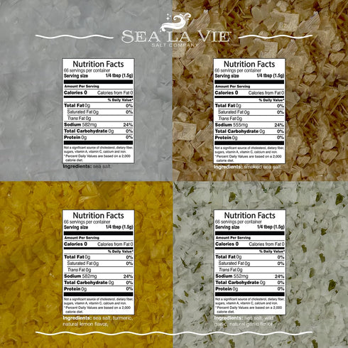 Set 4 3.5 oz, Pack, Sea La Vie, Salt Flakes, of x Variety Kosher Handcrafted Gourmet Flakey Finishing Salt Pyramids