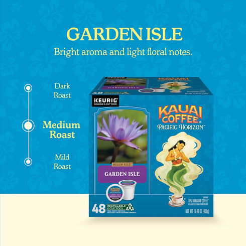 10% 1 Pack 48 Kauai Coffee K-Cup Pods for Keurig Brewers Arabica Coffee, Hawaiian Medium Roast, Bright Aroma With Light