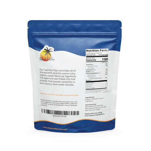 Skyland Kitchen 16oz Organic Tigernut Flour, bag, Keto, Paleo, Nut-Free, Non-GMO and Gluten Free, Vegan Baking Flour