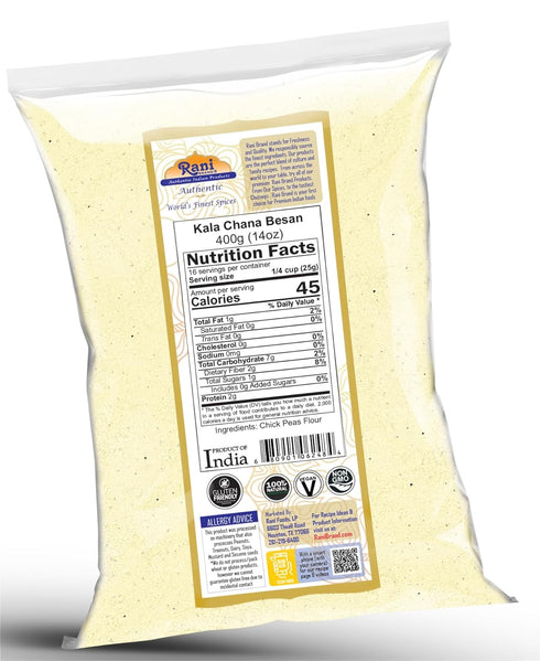 14oz (400g) Rani Kala Chana Besan (Chick Peas Flour) ~ All Natural | Vegan | Gluten Friendly | NON-GMO | Kosher |