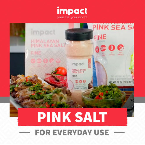 1lb Impact - Fine Himalayan Pink Sea Salt - No Additives Rich in Trace Minerals Non-GMO Gluten-Free Ideal for Low-Carb
