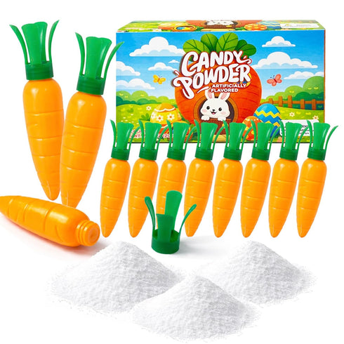 Carrot-Shaped Sweet & Tangy Powdered Candy, 24 Ct (Apple, Orange, Strawberry) Classic