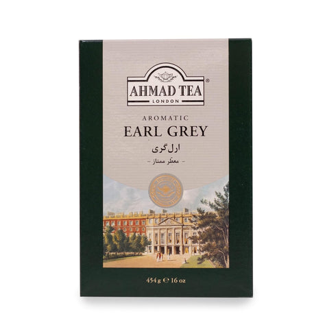454g Ahmad Tea Black Tea, Earl Grey Aromatic Loose Leaf, - Caffeinated and Sugar-Free