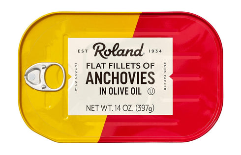 Roland Foods Flat Anchovy Fillets Packed in Olive Oil, Wild Caught from