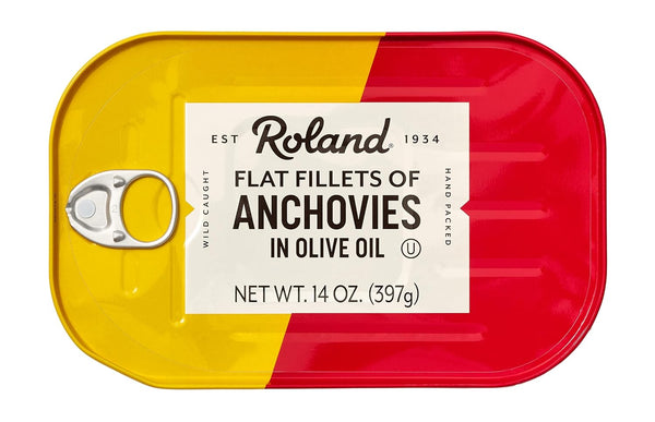 Roland Foods Flat Anchovy Fillets Packed in Olive Oil, Wild Caught from