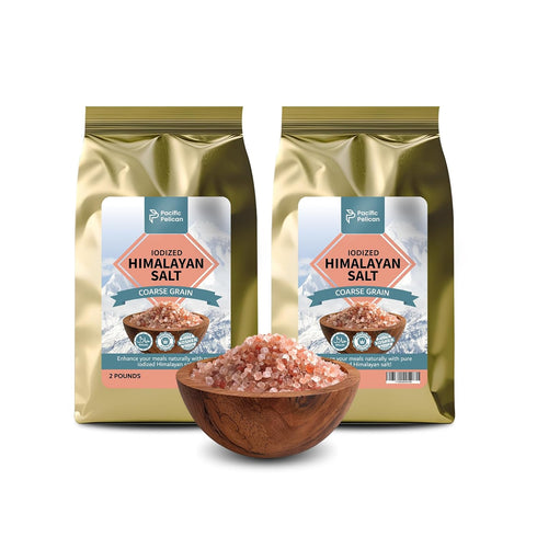 Pacific Pelican Iodized Himalayan Pink Salt | Coarse Grain, Unrefined, Pure Rock