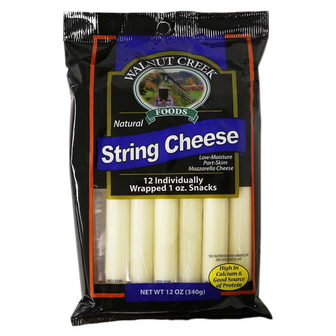 Generic Natural String Cheese Low Moisture Part-Skim Mozzarella. Walnut Creek. 12 oz., 12.0