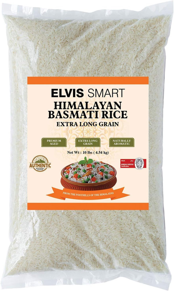 Elvissmart Extra Long Basmati Rice, 10 Pound (4.45 KG), Aromatic Grain