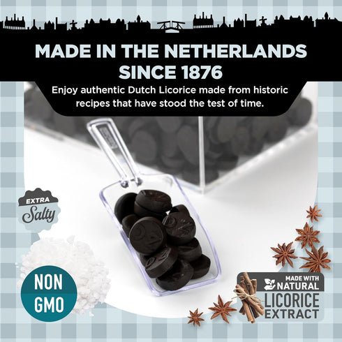 Gustaf's Dutch Licorice Double Salt Coins, 5.2oz Bag of Salted Black Licorice Treats