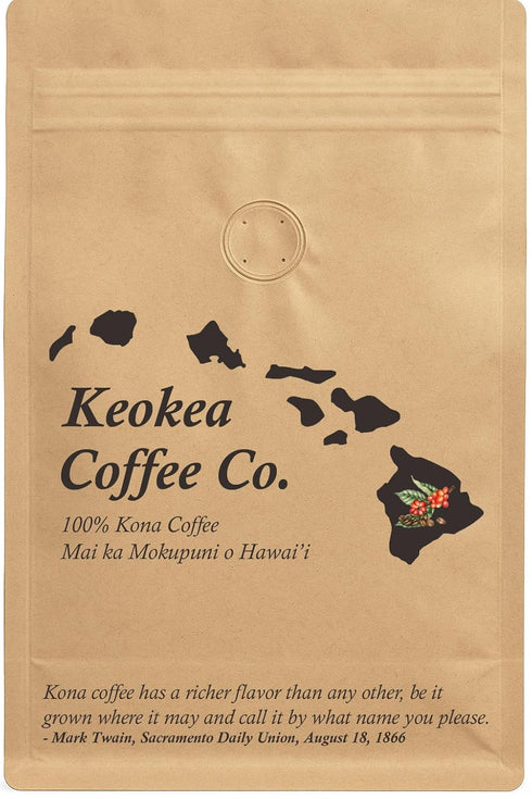 Keokea Coffee Co. 100% 8oz Packaged Kona Coffee - Ground - Medium Roast - - Farm Fresh - Grown and on the Big Island