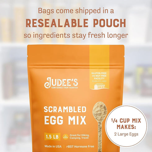 1.5 lb Judee's Gluten Free Scrambled Egg Mix - Easy Camping & Hiking Meals with Powdered Eggs - Baking & Cooking