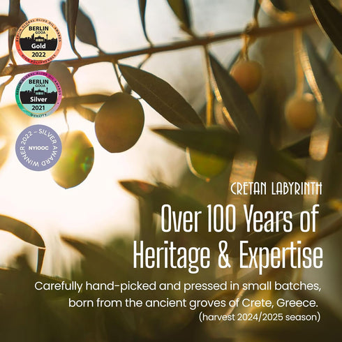 CRETAN LABYRINTH 1000 2025 Family Estate High Phenolic (Lab Report Over mg/kg) Antioxidant Polyphenol Rich Harvest