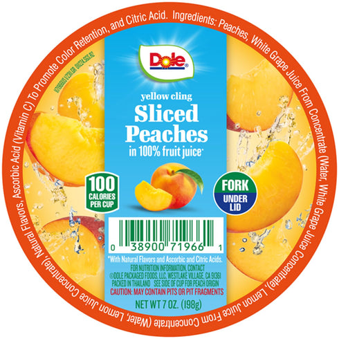 100% 7oz 12 Dole Fruit Bowls Diced Peaches in Juice Snacks, Total Cups, Gluten & Dairy Free, Bulk Lunch Snacks for Kids
