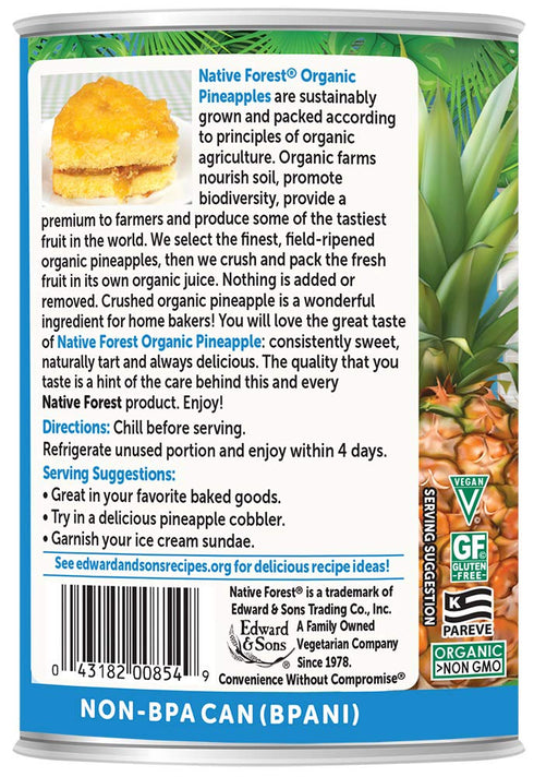 14 (Pack 6) Native Forest Organic Crushed Pineapple - Crushed Pineapple Canned, Canned Pineapple Crushed, Canned Fruit