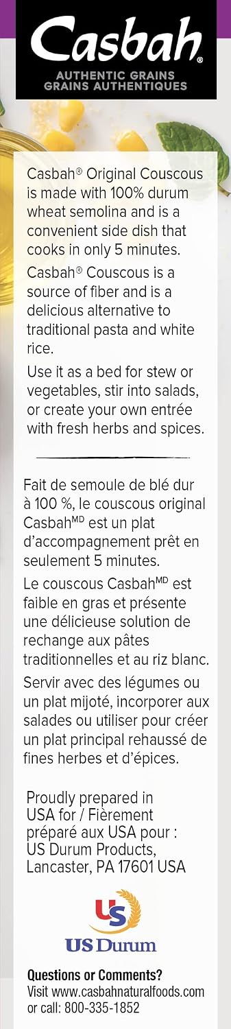 12 oz. (Pack 6), Casbah Original Couscous of Perfect to Make Easy and Flavorful Side Dishes, Vegan and Vegetarian