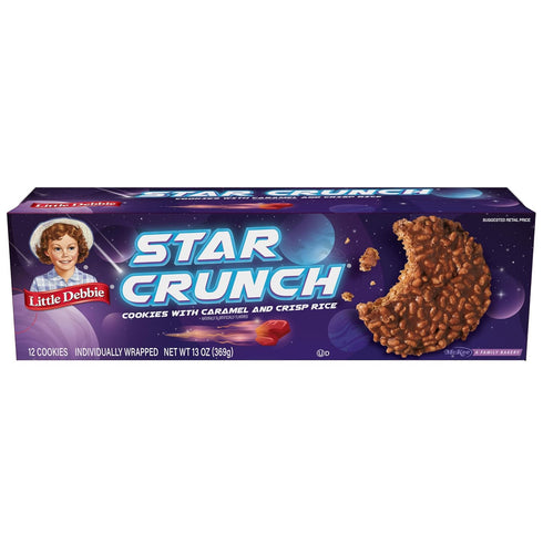 Little Debbie Star Crunch 12 Individually Wrapped Cookies, Chocolate, Caramel and Fudge,