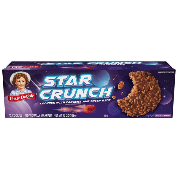 Little Debbie Star Crunch 12 Individually Wrapped Cookies, Chocolate, Caramel and Fudge,