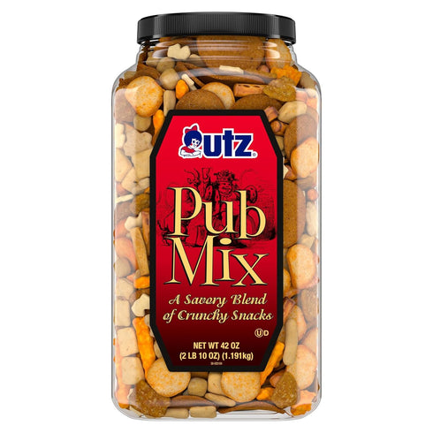 Utz Pub Mix, 42 Oz. Barrel, Savory Snack Mix with a Blend