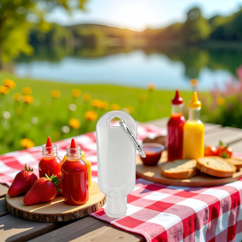 XYSRXWY 3Pcs 2oz/50ml Portable Hot Sauce Keychain Bottles - Mini Ketchup Containers for On-The-Go - Refillable Travel