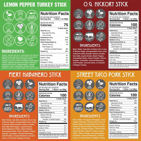 100% 210g Pack, 24 Count Righteous Felon Variety Meat Sticks | Grass Fed Beef, Turkey & Pork | Total Protein |