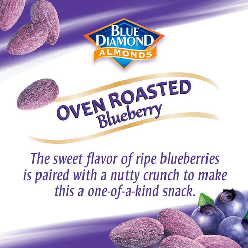 6oz (Pack 4) Blue Diamond Almonds, Classic Blueberry Flavored Sweet Snack Nuts, Non-GMO,Kosher, and No Gluten