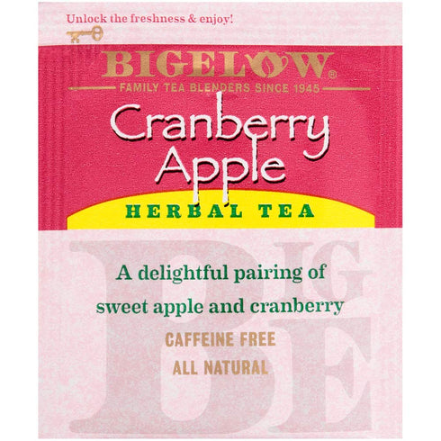 28-Count (Pack 6) BigelowCranberry Apple Herbal Tea Bags Boxes of Cranberry Apple Hibiscus Flavored Herbal Tea Bags All