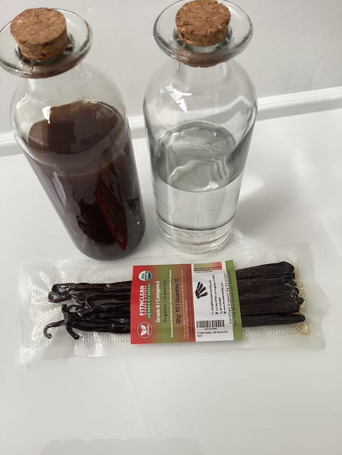 10 count FITNCLEAN HERBS AND SPICES Certified USDA Organic Madagascar Vanilla Beans Grade B.